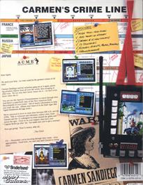 Box back cover for Where in Time is Carmen Sandiego on the Microsoft DOS.