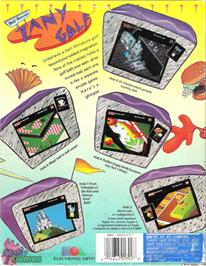 Box back cover for Will Harvey's Zany Golf on the Microsoft DOS.