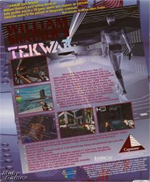Box back cover for William Shatner's TekWar on the Microsoft DOS.