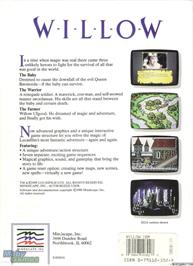 Box back cover for Willow on the Microsoft DOS.