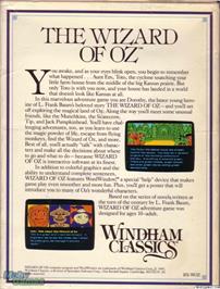 Box back cover for Wizard of Oz on the Microsoft DOS.