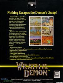 Box back cover for Wrath of the Demon on the Microsoft DOS.
