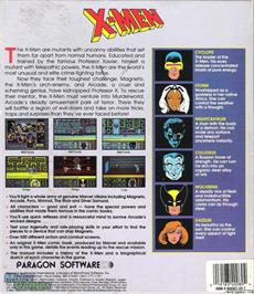 Box back cover for X-Men on the Microsoft DOS.