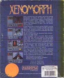 Box back cover for Xenomorph on the Microsoft DOS.