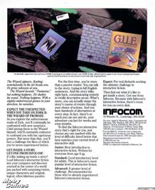 Box back cover for Zork 2 - The Wizard Of Frobozz on the Microsoft DOS.
