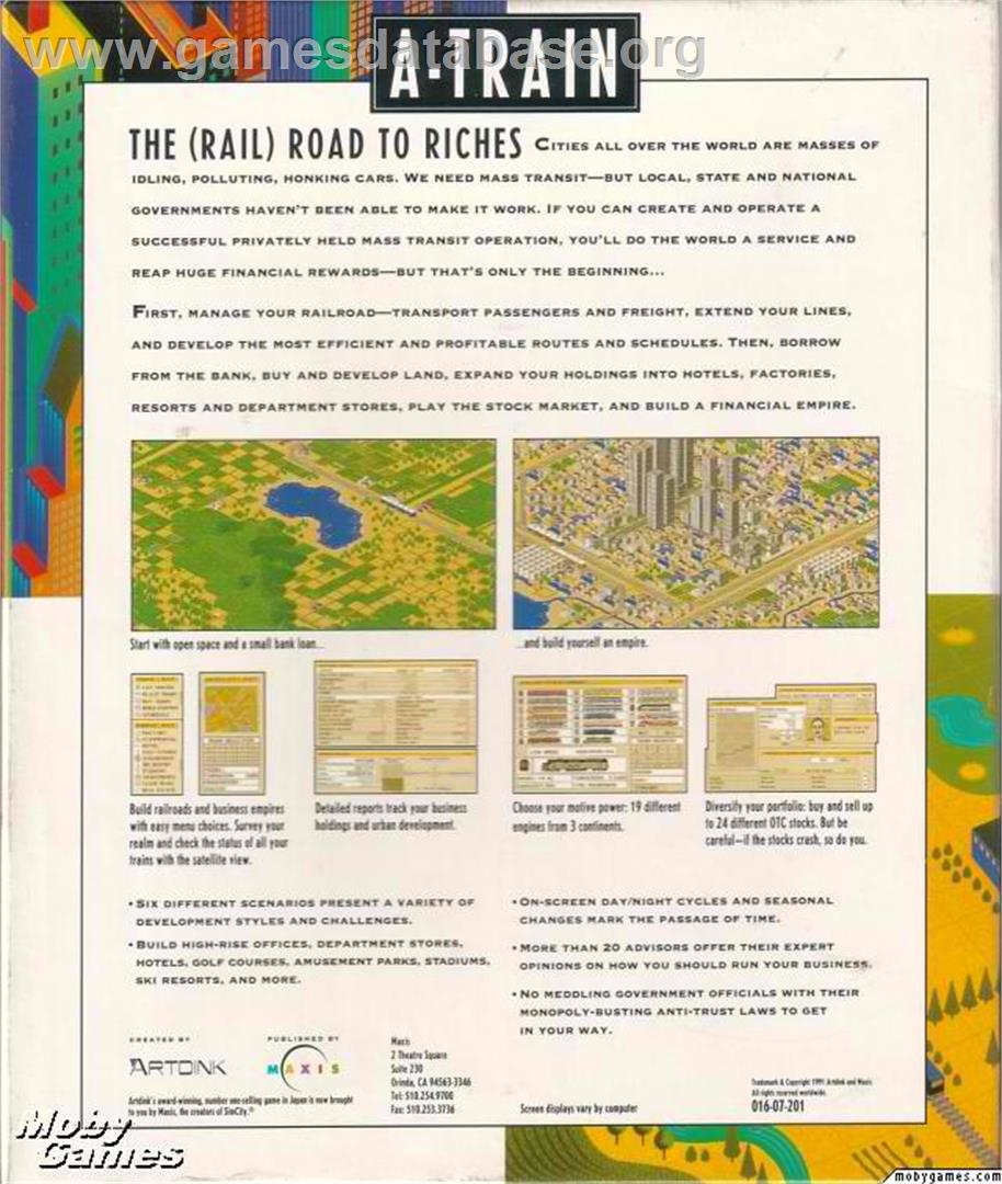 A-Train - Microsoft DOS - Artwork - Box Back