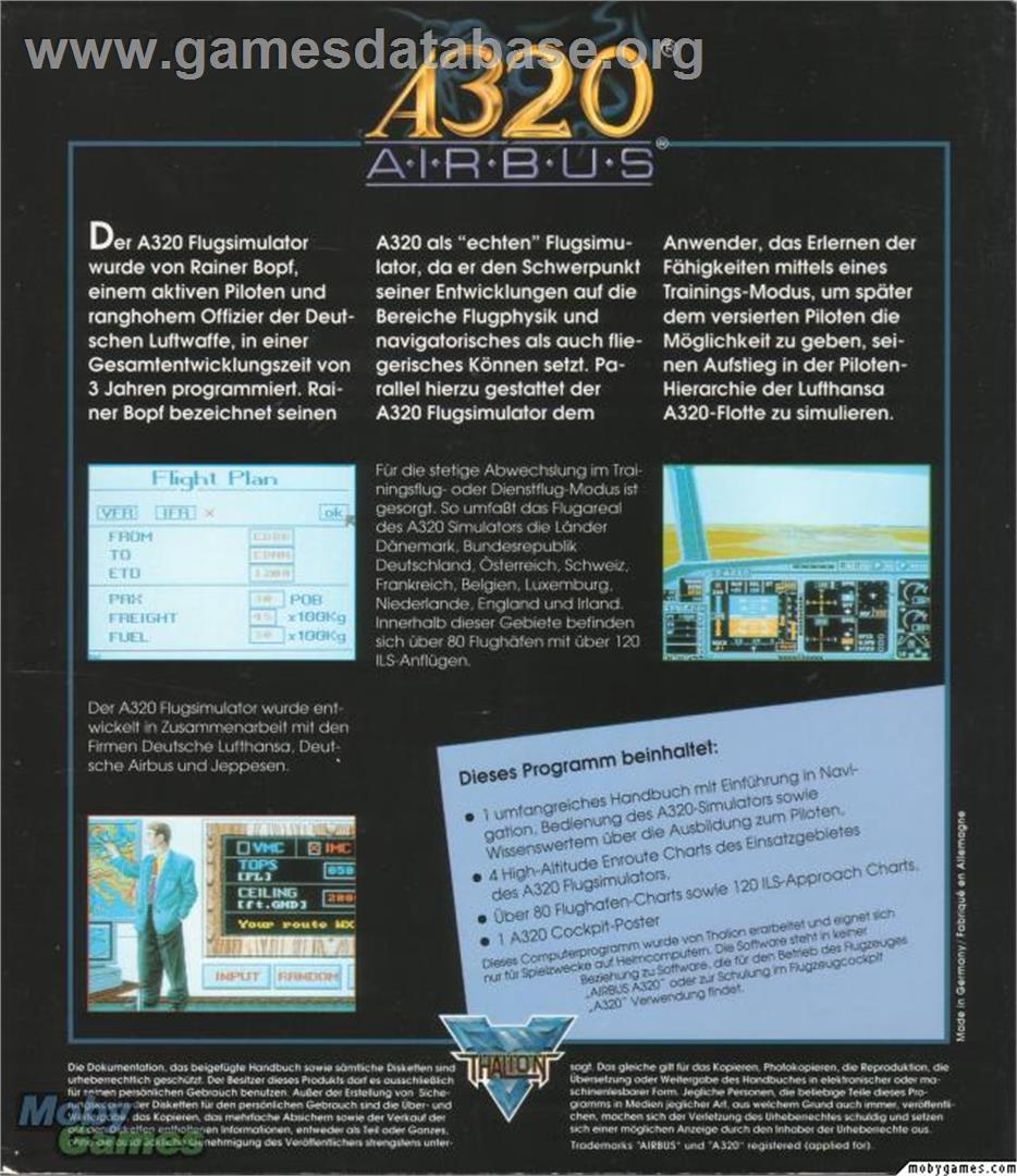 A320 Airbus - Microsoft DOS - Artwork - Box Back