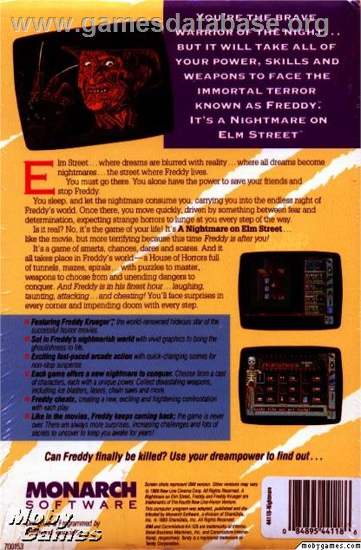 A Nightmare on Elm Street - Microsoft DOS - Artwork - Box Back