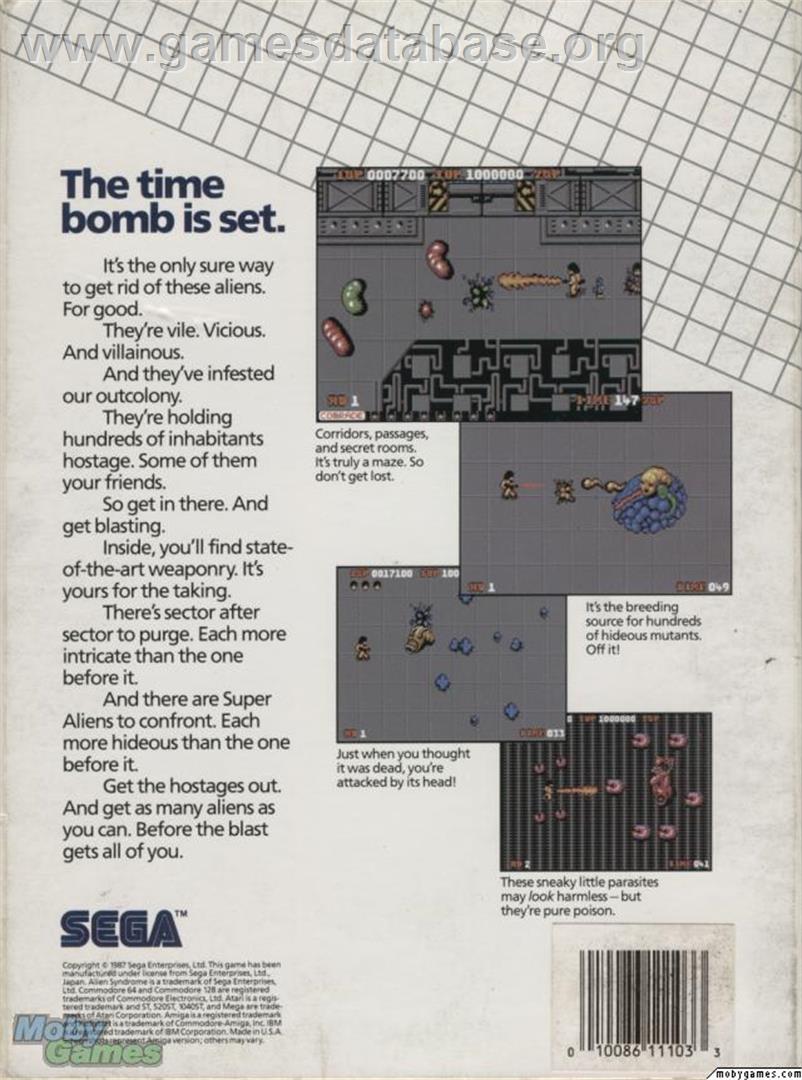 Alien Syndrome - Microsoft DOS - Artwork - Box Back