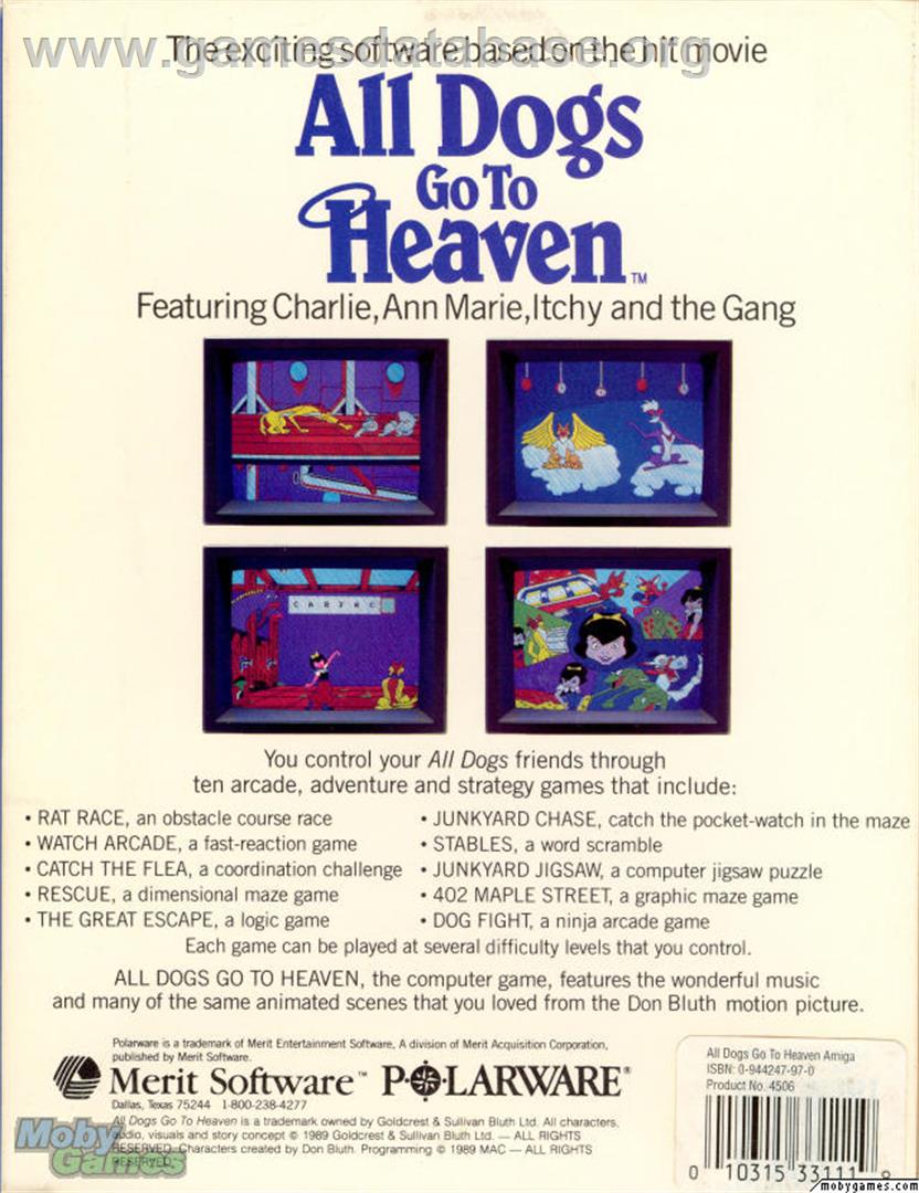 All Dogs Go to Heaven - Microsoft DOS - Artwork - Box Back