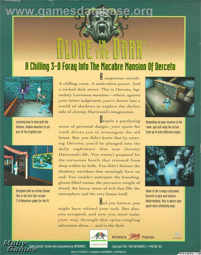Alone in the Dark - Microsoft DOS - Artwork - Box Back
