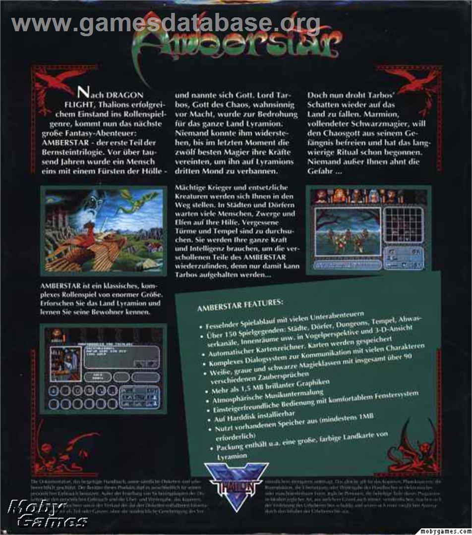 Amberstar - Microsoft DOS - Artwork - Box Back