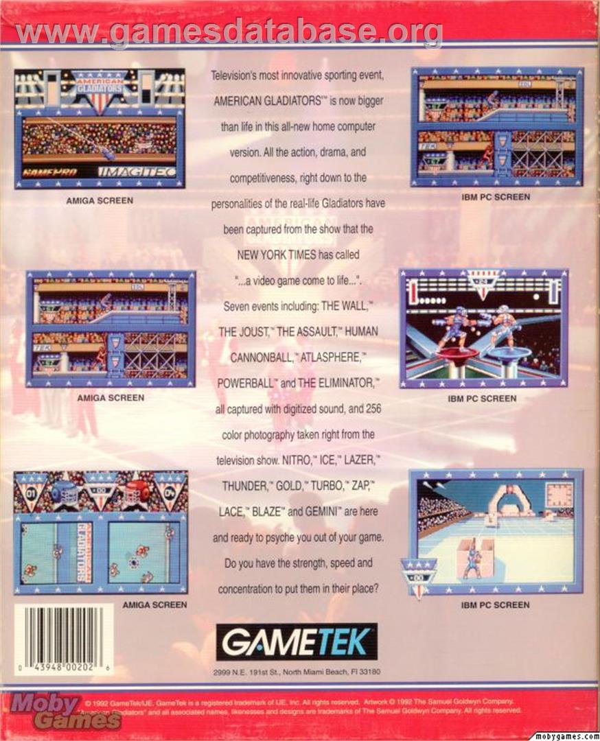 American Gladiators - Microsoft DOS - Artwork - Box Back