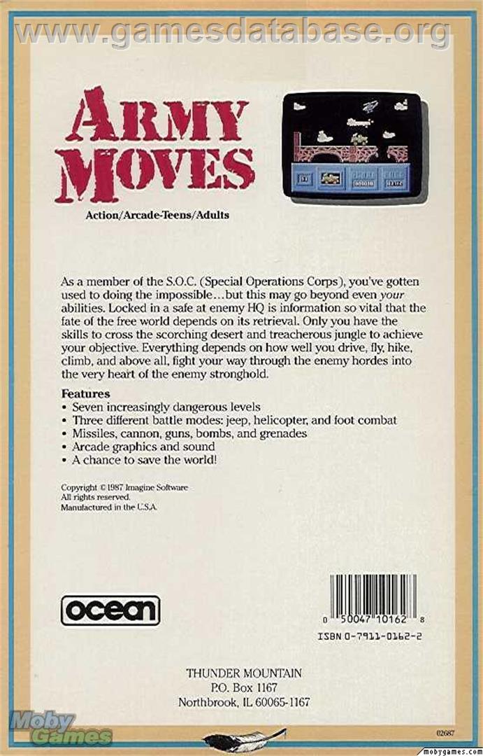 Army Moves - Microsoft DOS - Artwork - Box Back