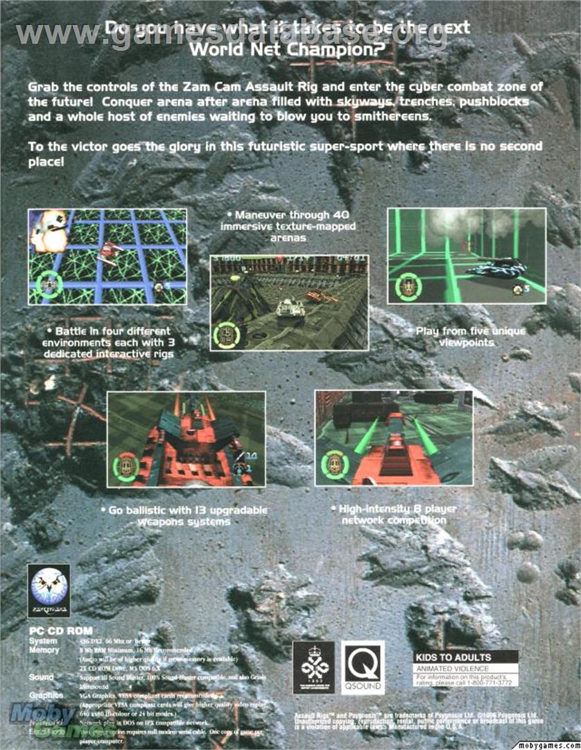 Assault Rigs - Microsoft DOS - Artwork - Box Back