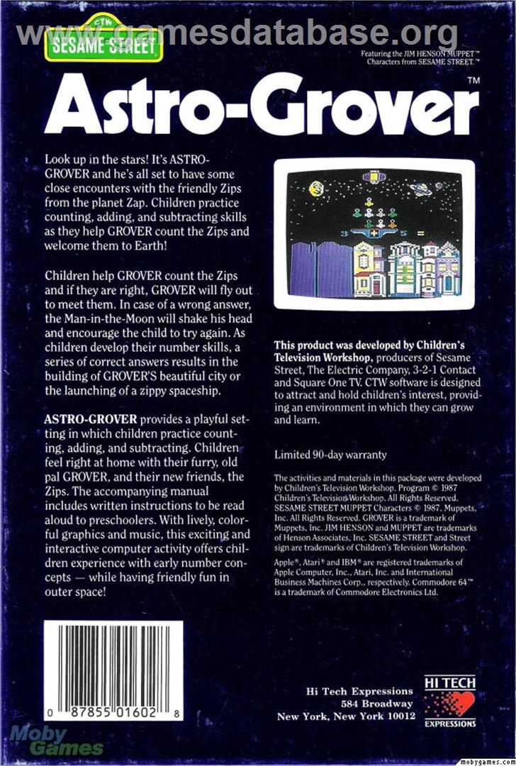 Astro-Grover - Microsoft DOS - Artwork - Box Back
