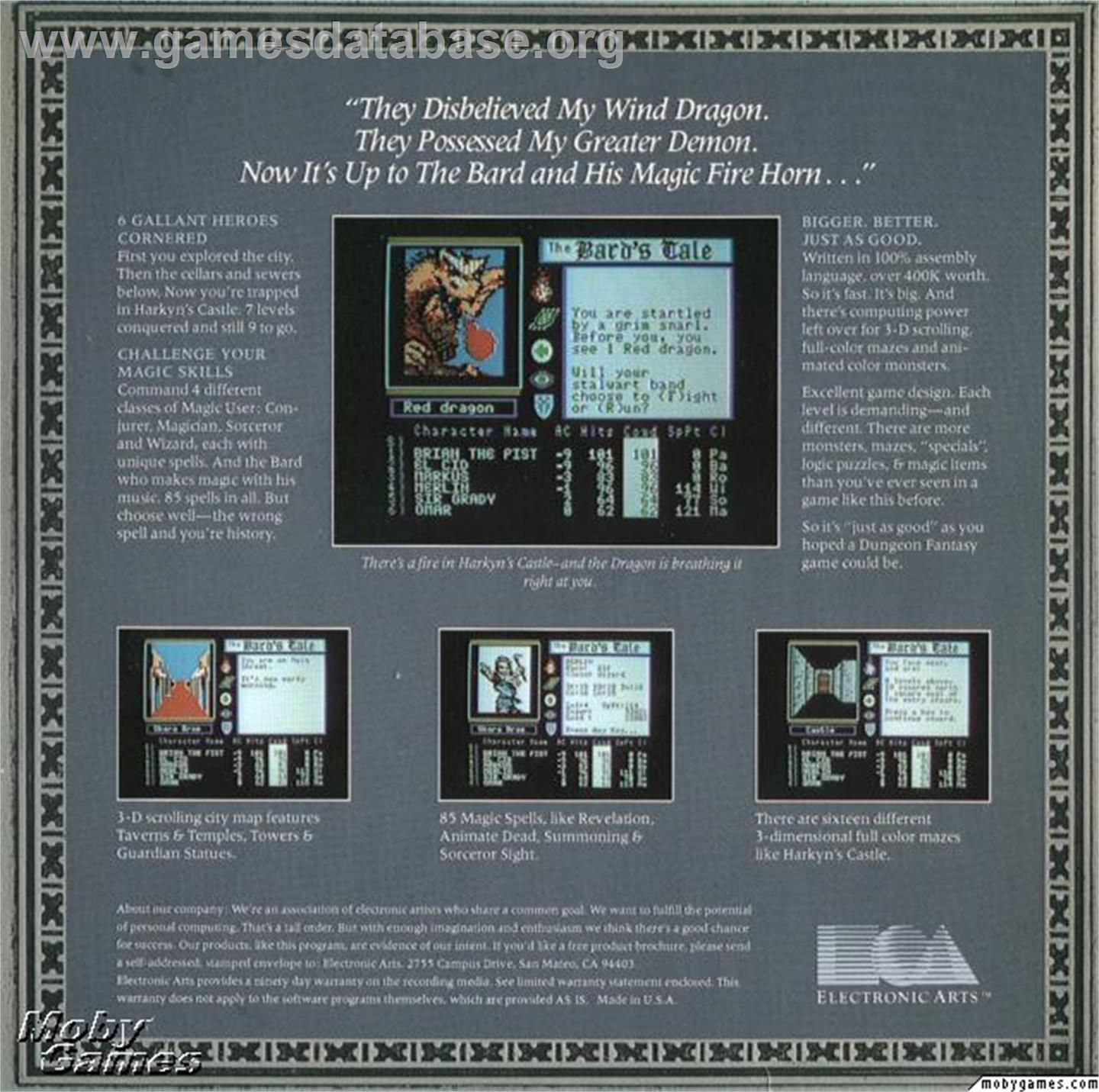 Bard's Tale, The - Microsoft DOS - Artwork - Box Back