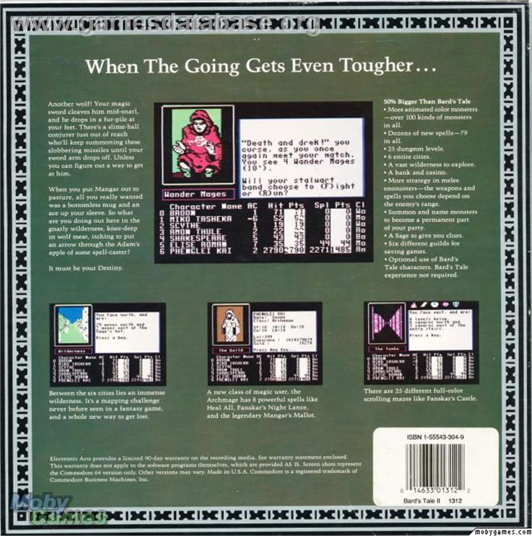 Bard's Tale 2 - The Destiny Knight, The - Microsoft DOS - Artwork - Box Back