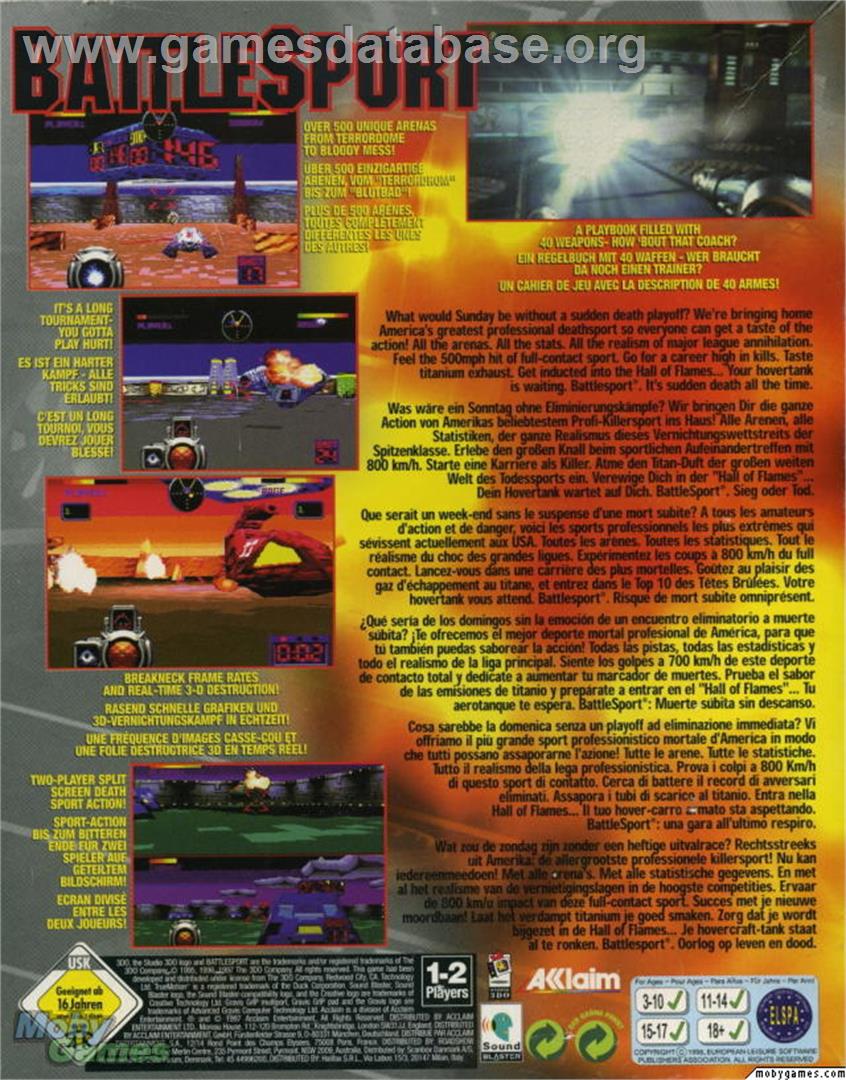 Battlesport - Microsoft DOS - Artwork - Box Back