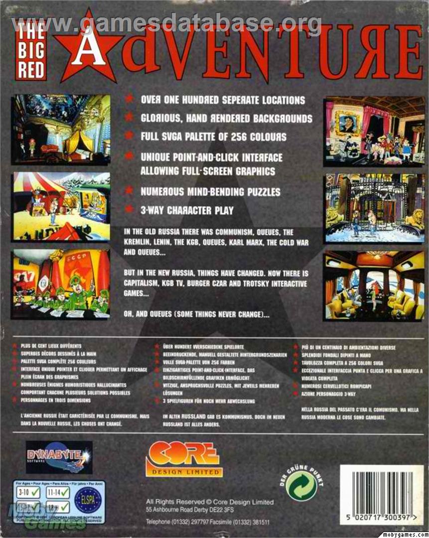 Big Red Adventure, The - Microsoft DOS - Artwork - Box Back