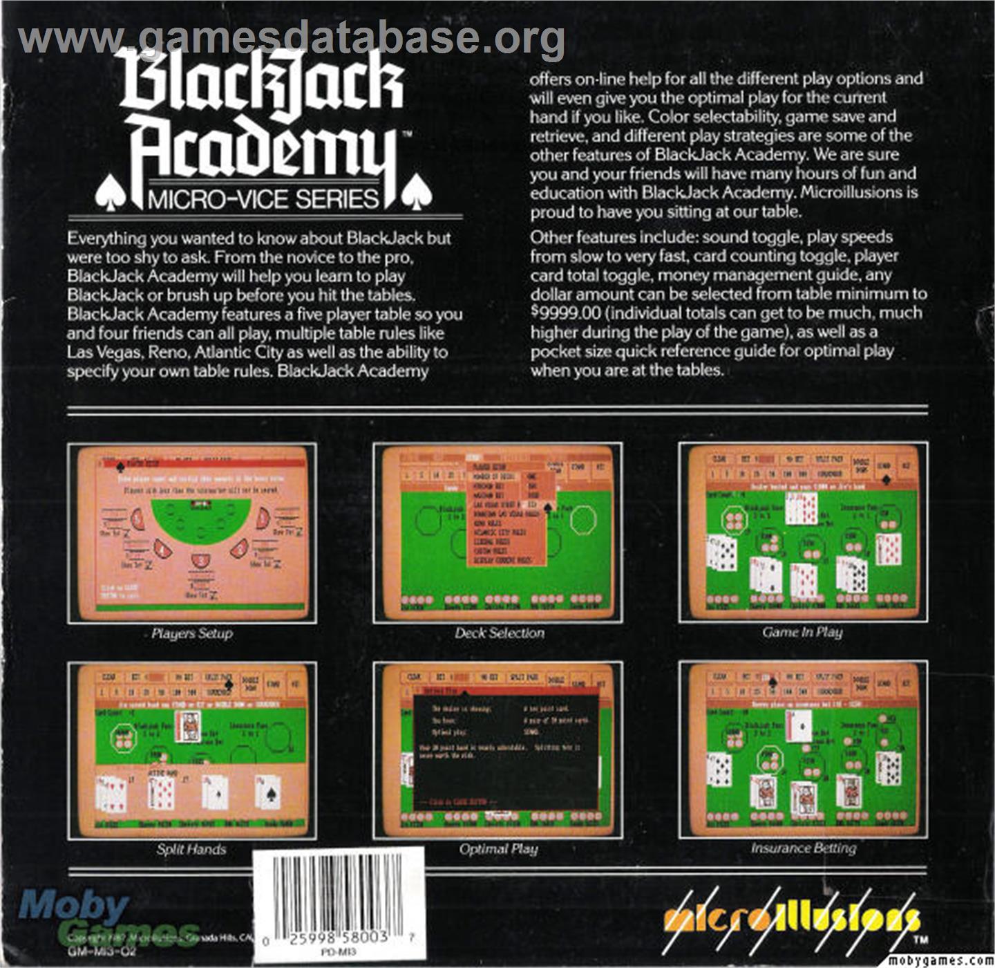 Blackjack Academy - Microsoft DOS - Artwork - Box Back