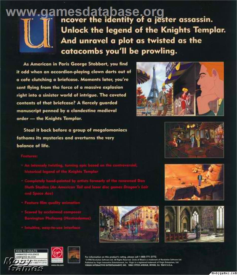 Broken Sword - The Shadow Of The Templars - Microsoft DOS - Artwork - Box Back