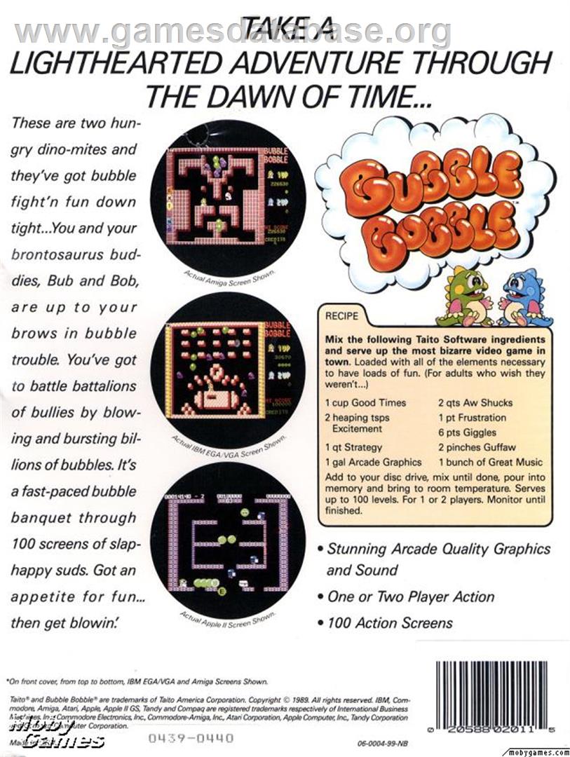 Bubble Bobble - Microsoft DOS - Artwork - Box Back