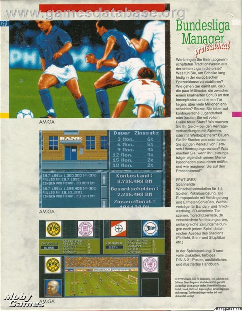 Bundesliga Manager Professional - Microsoft DOS - Artwork - Box Back