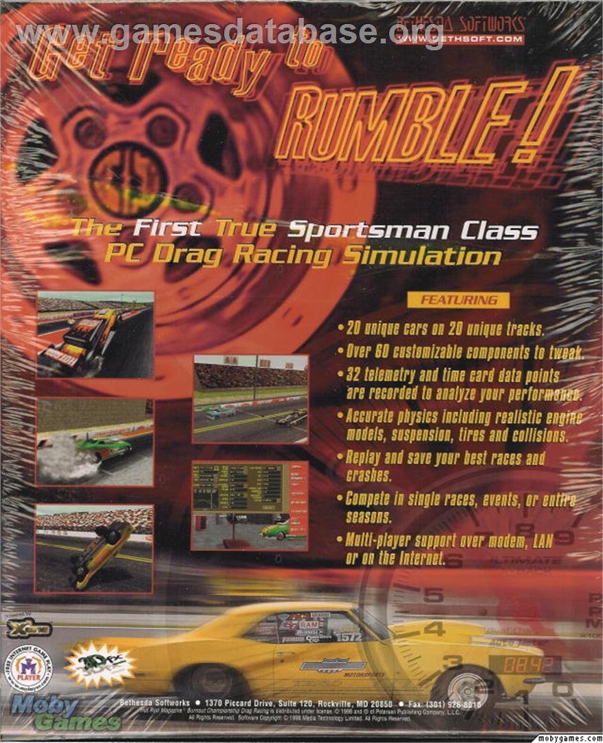 Burnout - Championship Drag Racing - Player's Choice Edition - Microsoft DOS - Artwork - Box Back