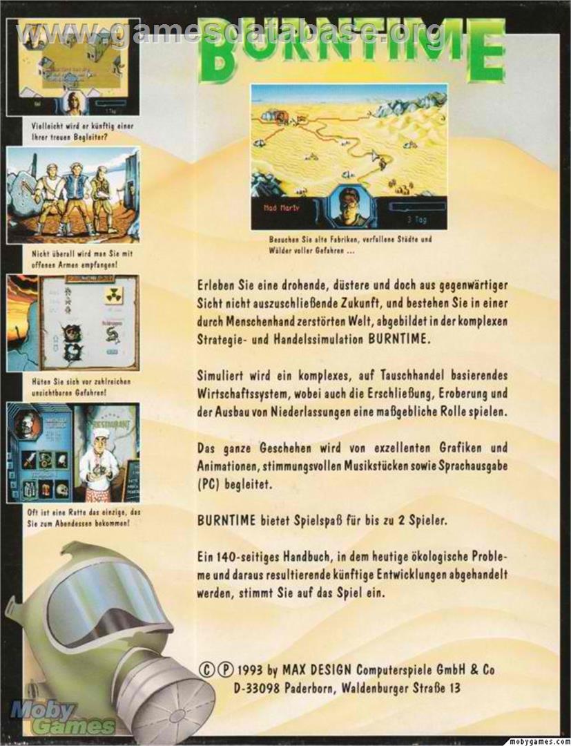 Burntime - Microsoft DOS - Artwork - Box Back