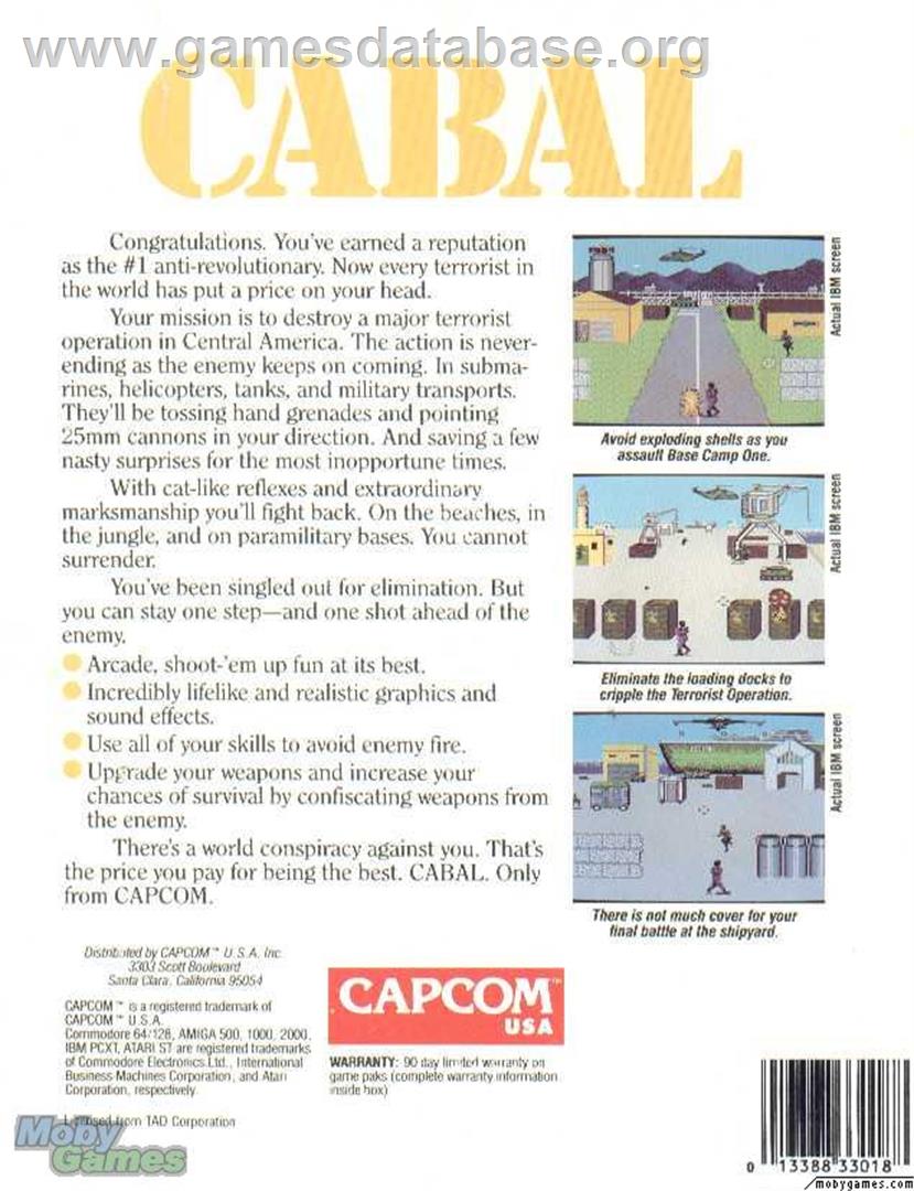 Cabal - Microsoft DOS - Artwork - Box Back