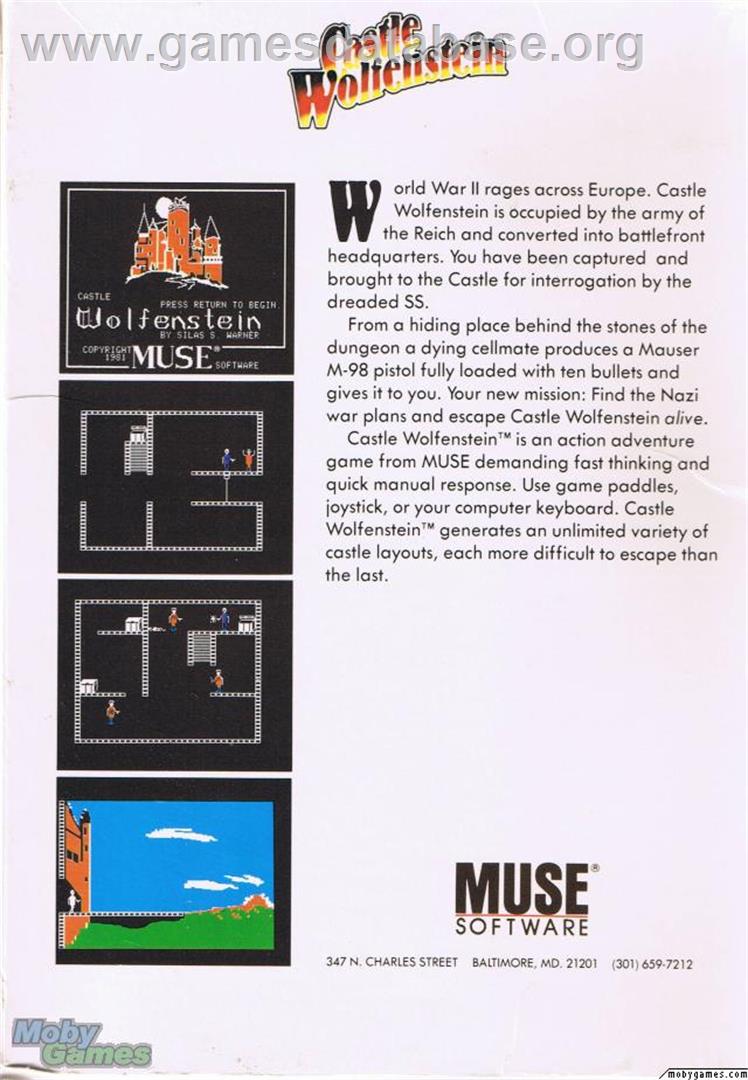 Castle Wolfenstein - Microsoft DOS - Artwork - Box Back