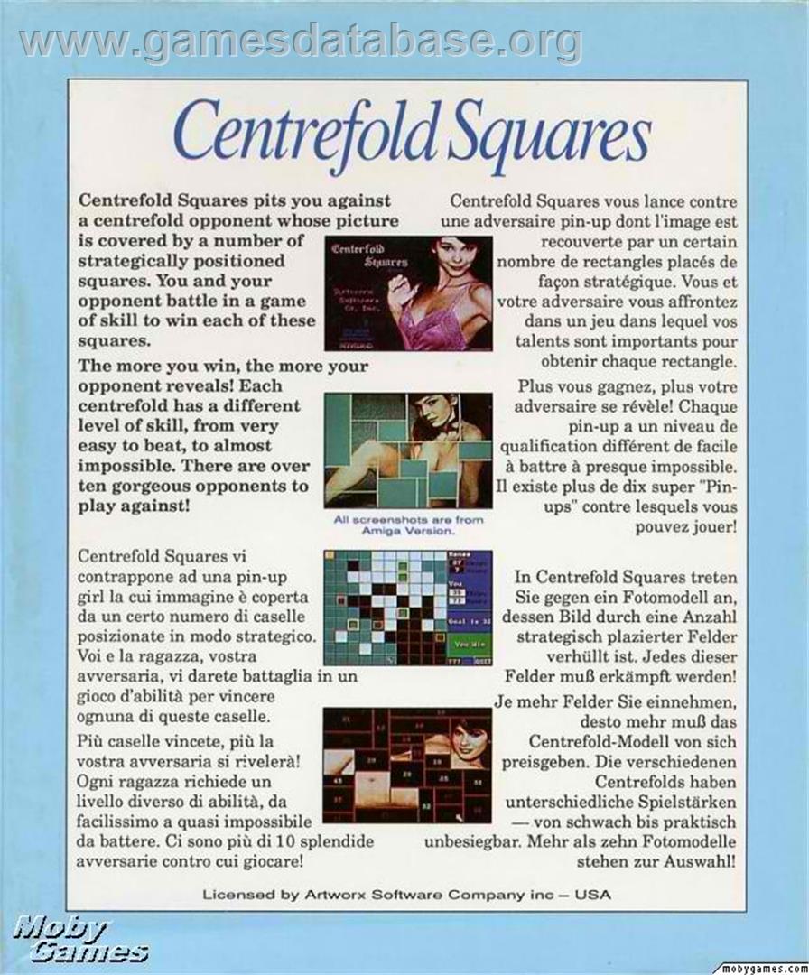 Centerfold Squares - Microsoft DOS - Artwork - Box Back
