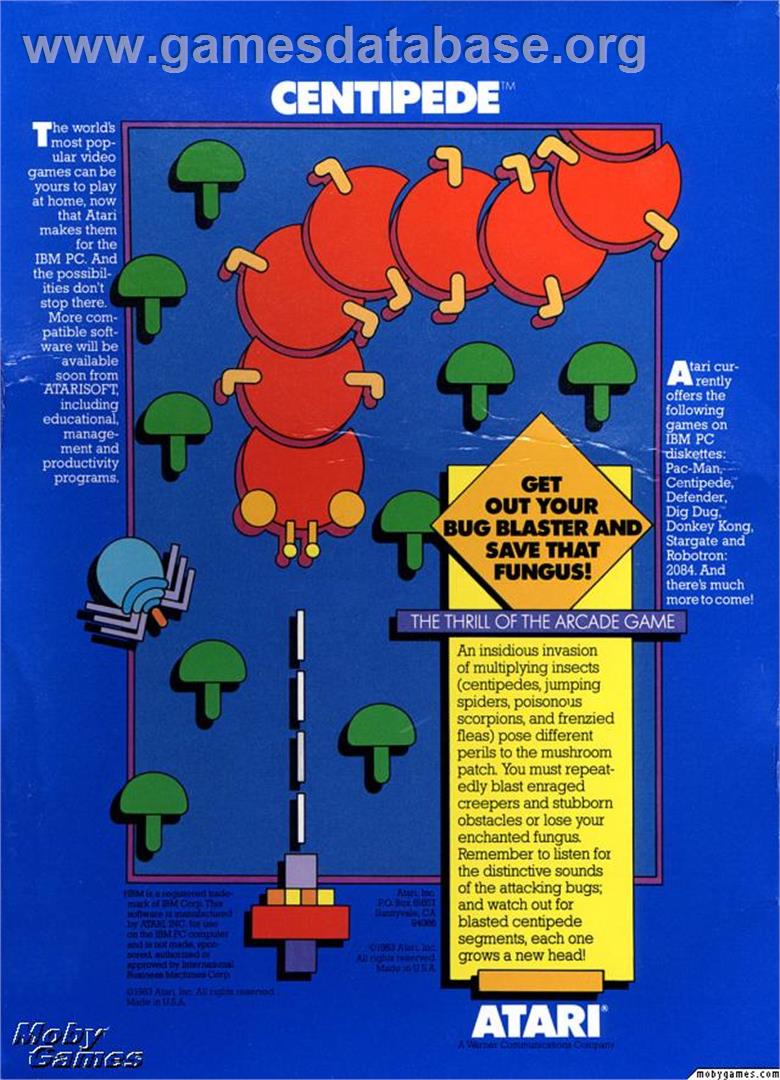 Centipede (Atarisoft) - Microsoft DOS - Artwork - Box Back