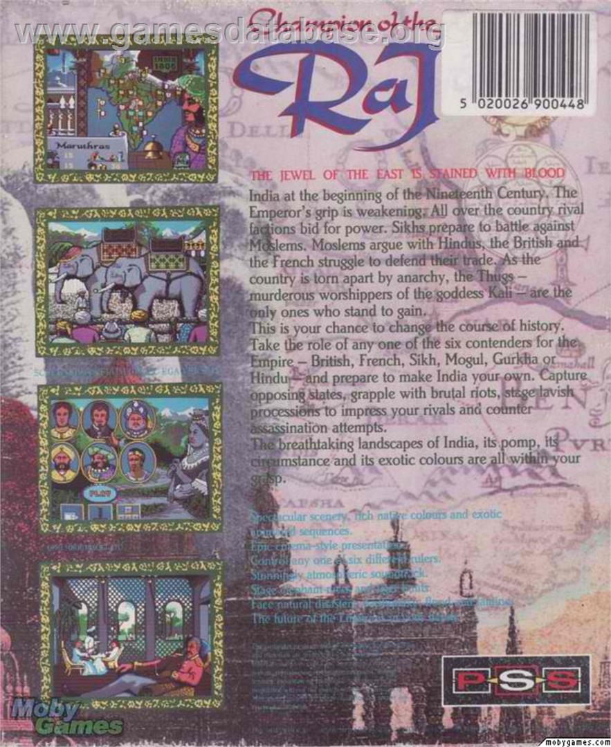 Champion of the Raj - Microsoft DOS - Artwork - Box Back