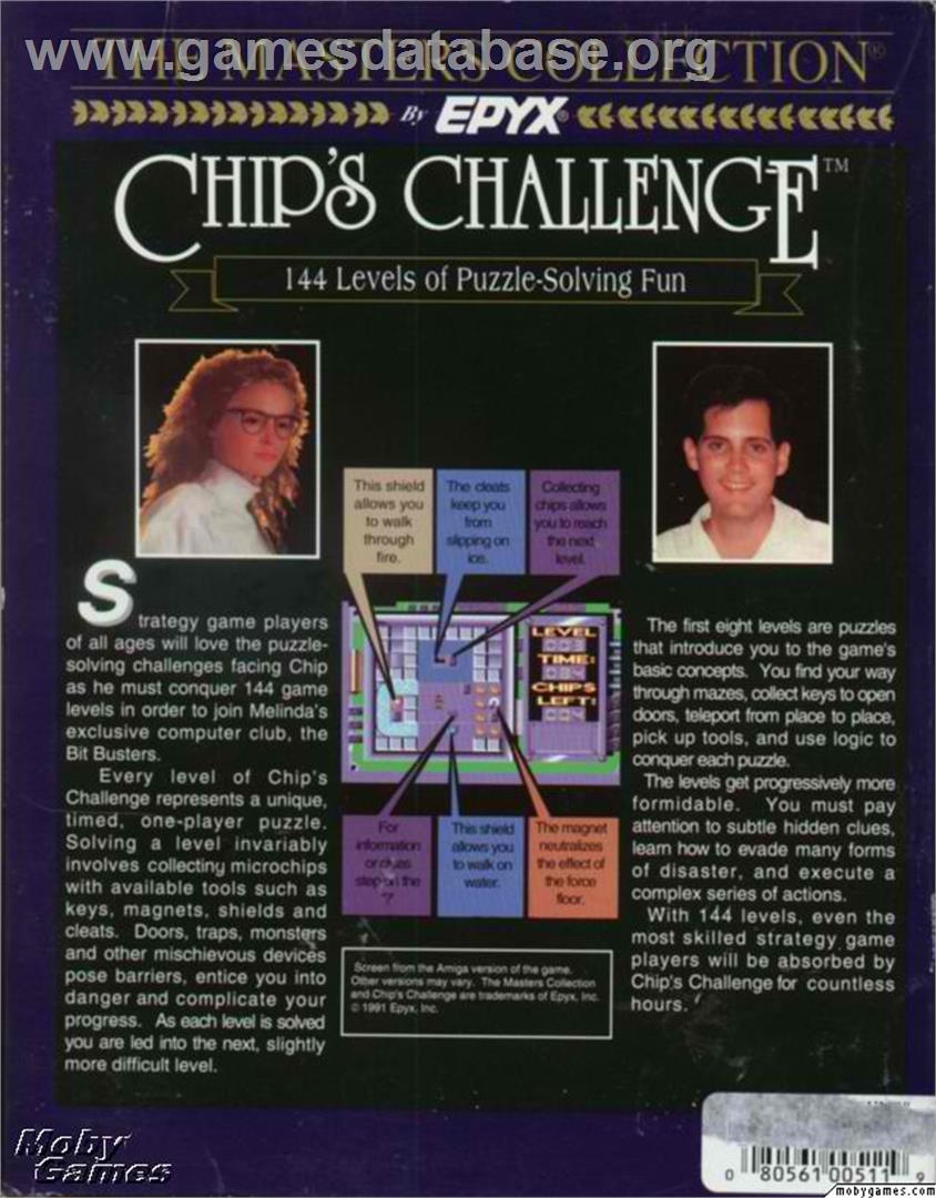 Chip's Challenge - Microsoft DOS - Artwork - Box Back