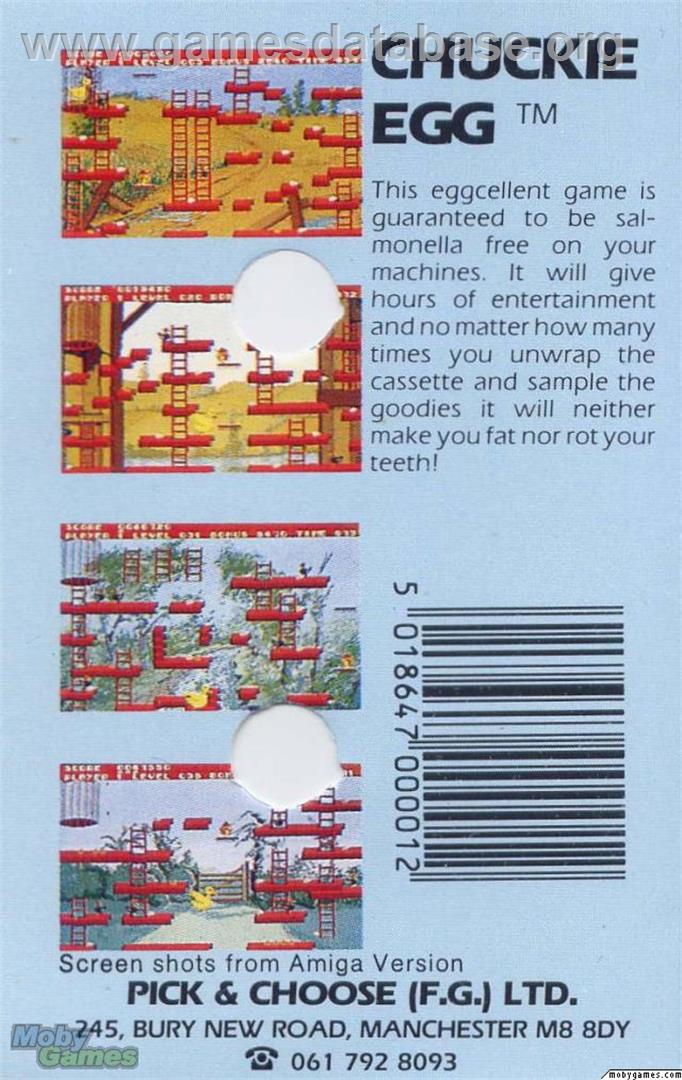 Chuckie Egg - Microsoft DOS - Artwork - Box Back