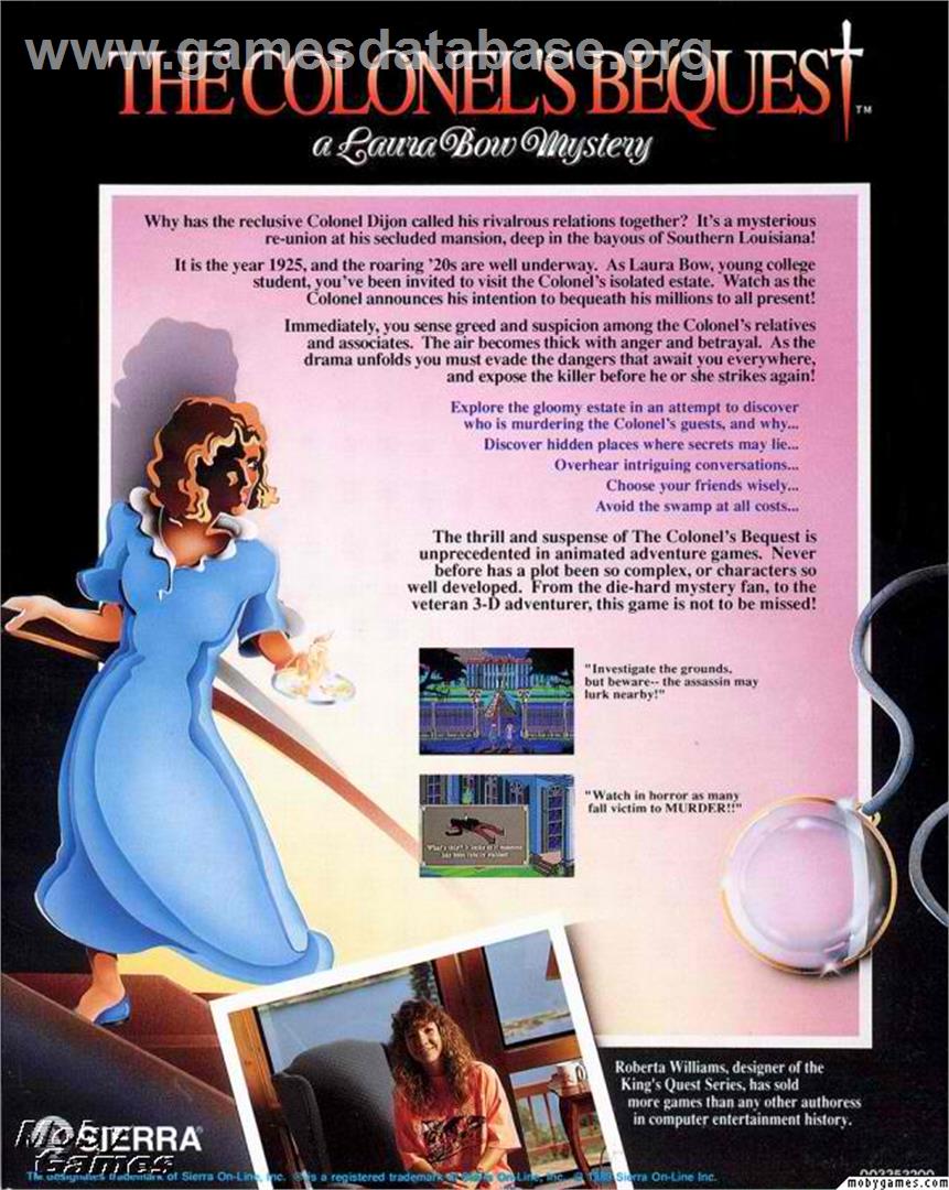 Colonel's Bequest, The - Microsoft DOS - Artwork - Box Back