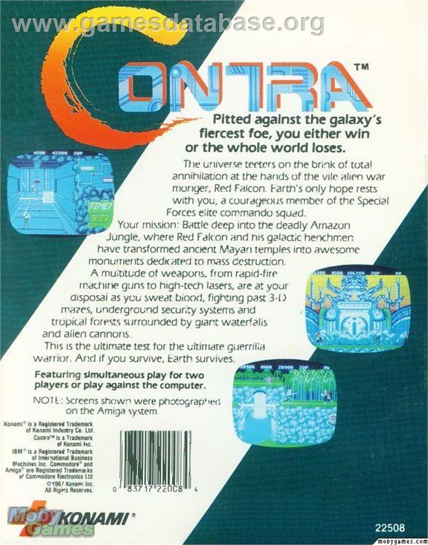 Contra - Microsoft DOS - Artwork - Box Back