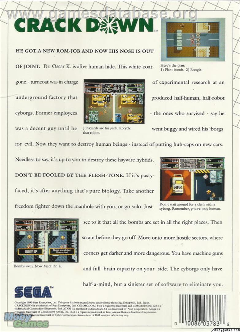 Crack Down - Microsoft DOS - Artwork - Box Back