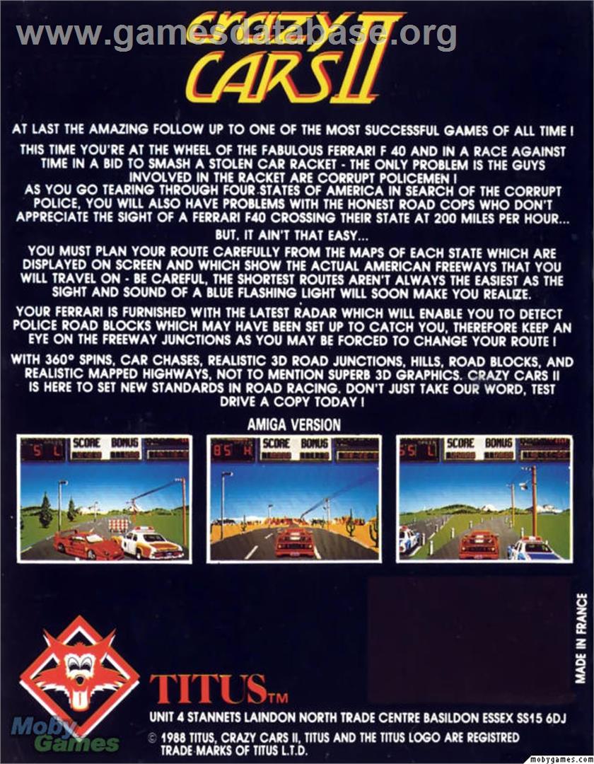 Crazy Cars 2 - Microsoft DOS - Artwork - Box Back