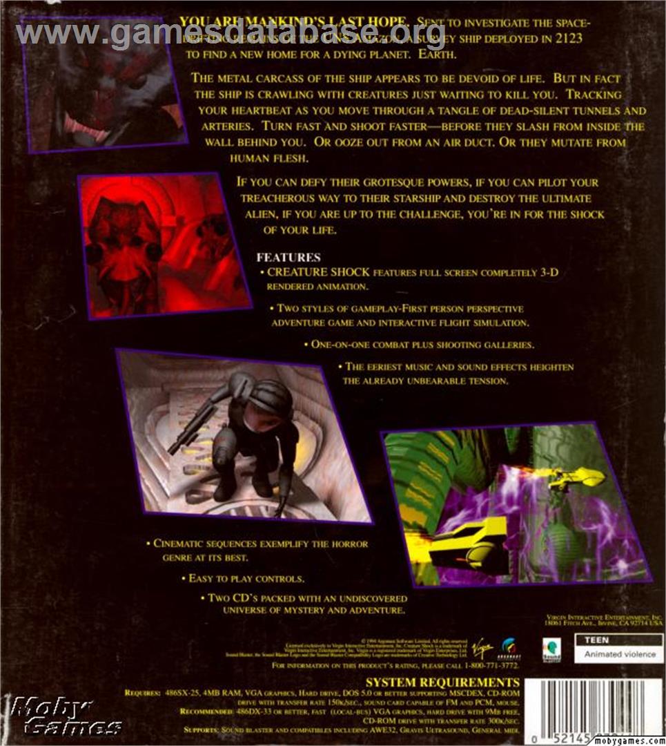 Creature Shock - Microsoft DOS - Artwork - Box Back