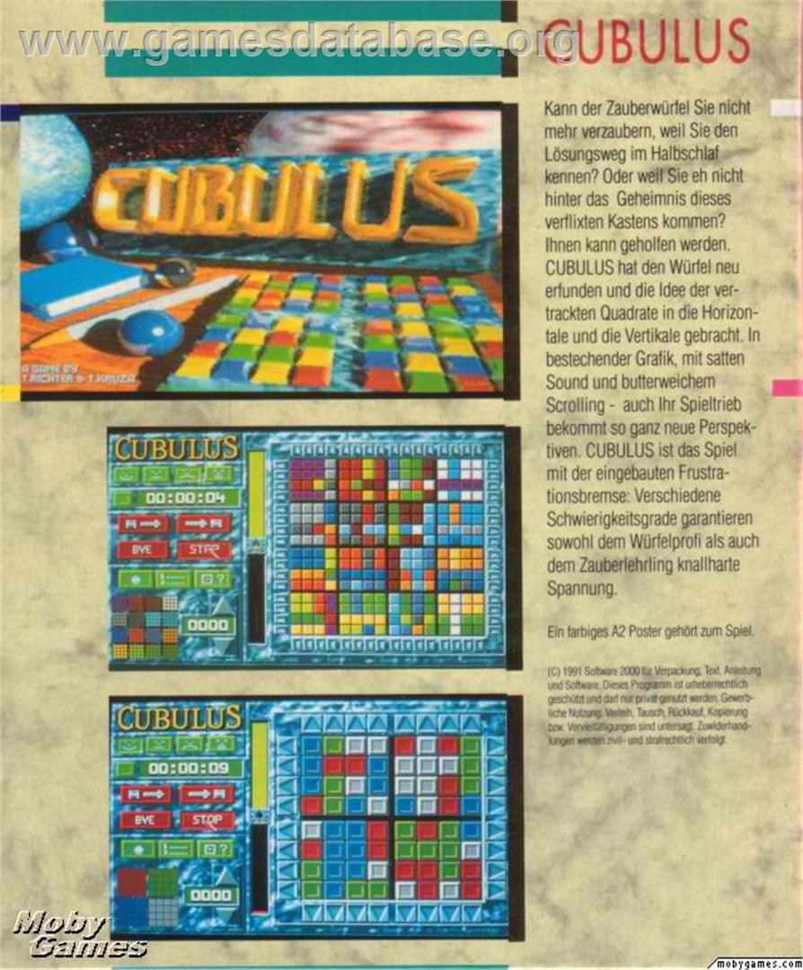 Cubulus - Microsoft DOS - Artwork - Box Back