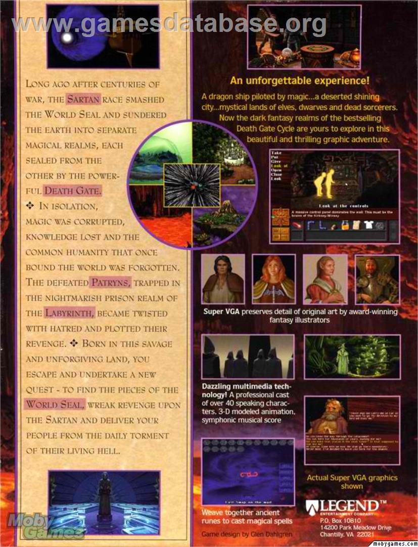Death Gate - Microsoft DOS - Artwork - Box Back