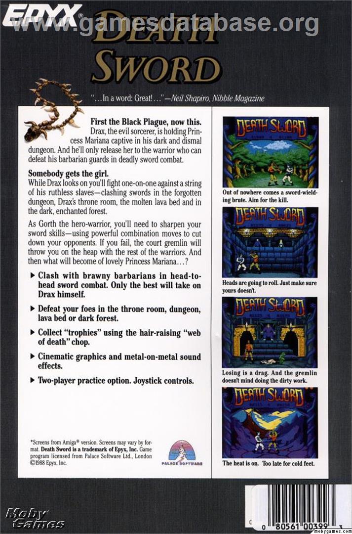 Death Sword - Microsoft DOS - Artwork - Box Back