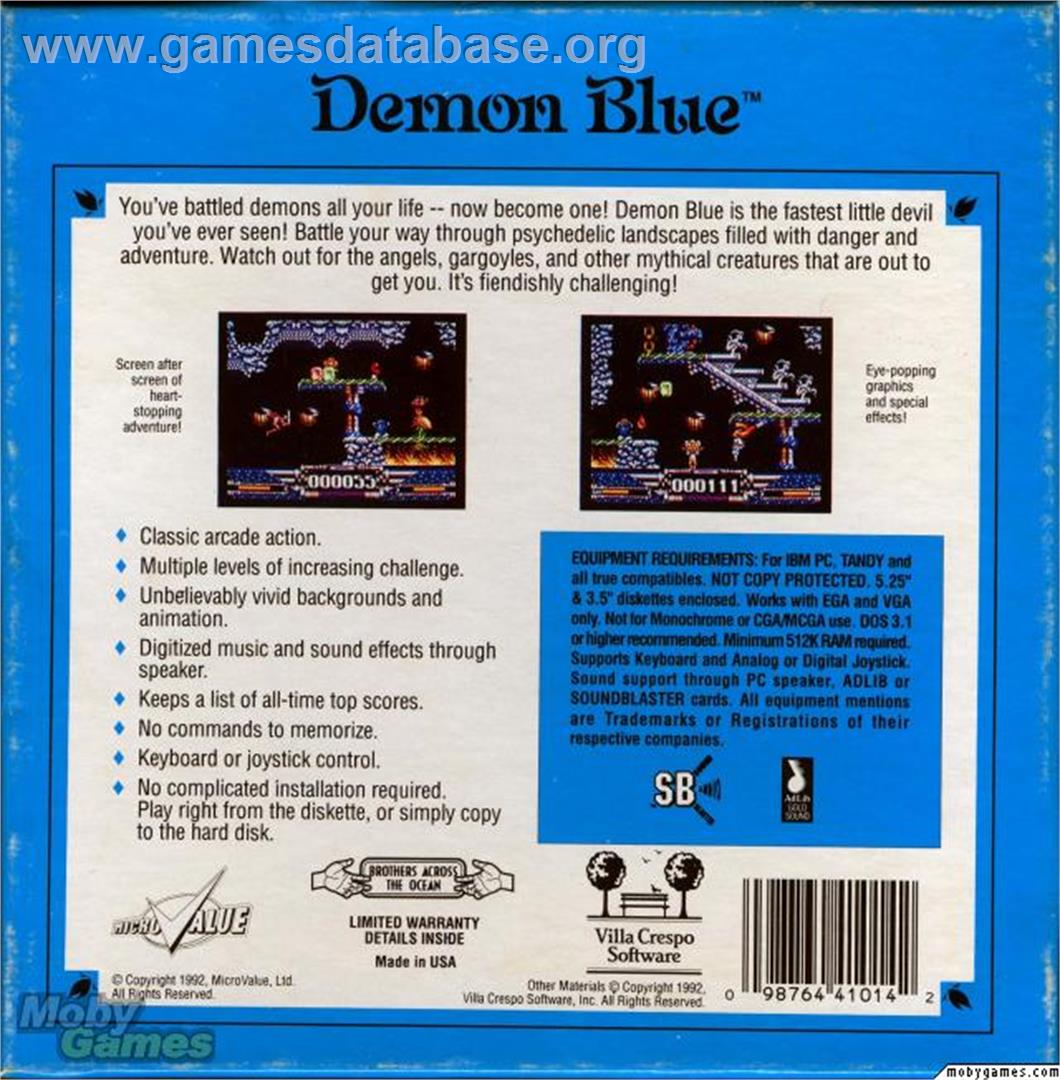Demon Blue - Microsoft DOS - Artwork - Box Back