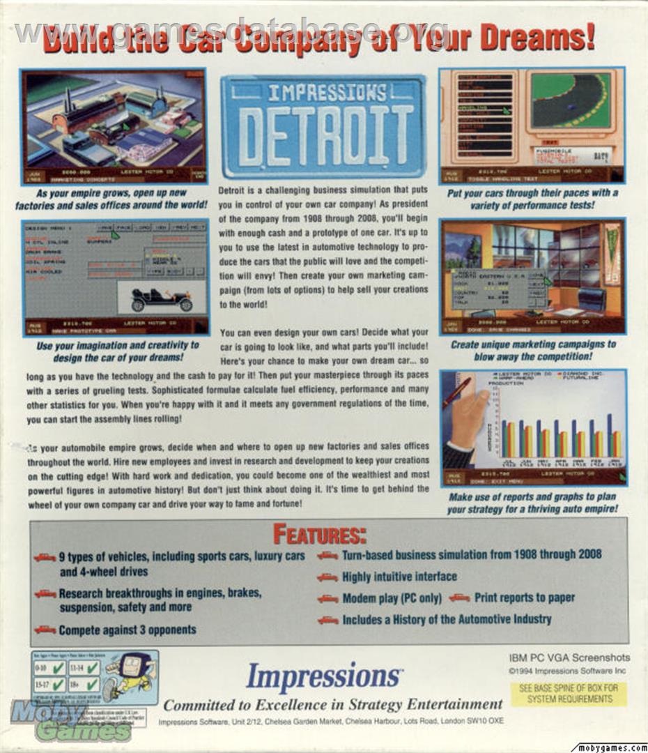 Detroit - Microsoft DOS - Artwork - Box Back