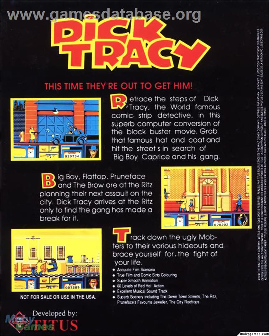 Dick Tracy - Microsoft DOS - Artwork - Box Back