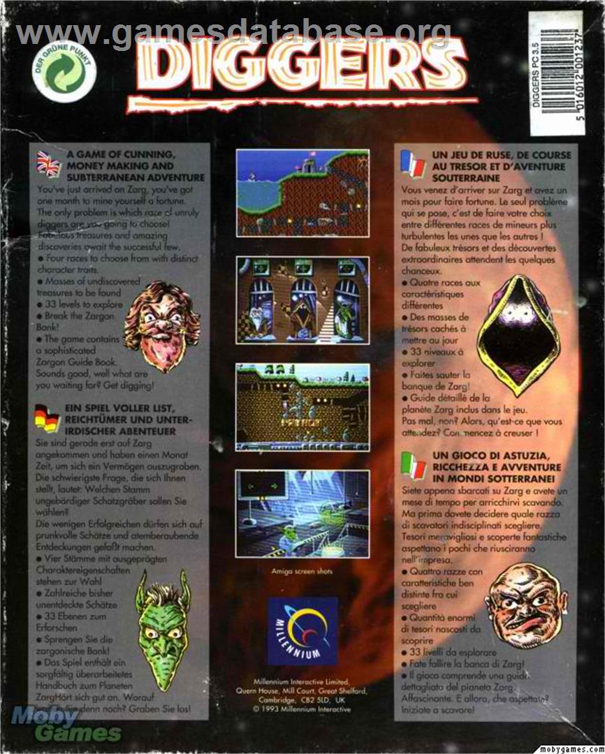 Diggers - Microsoft DOS - Artwork - Box Back