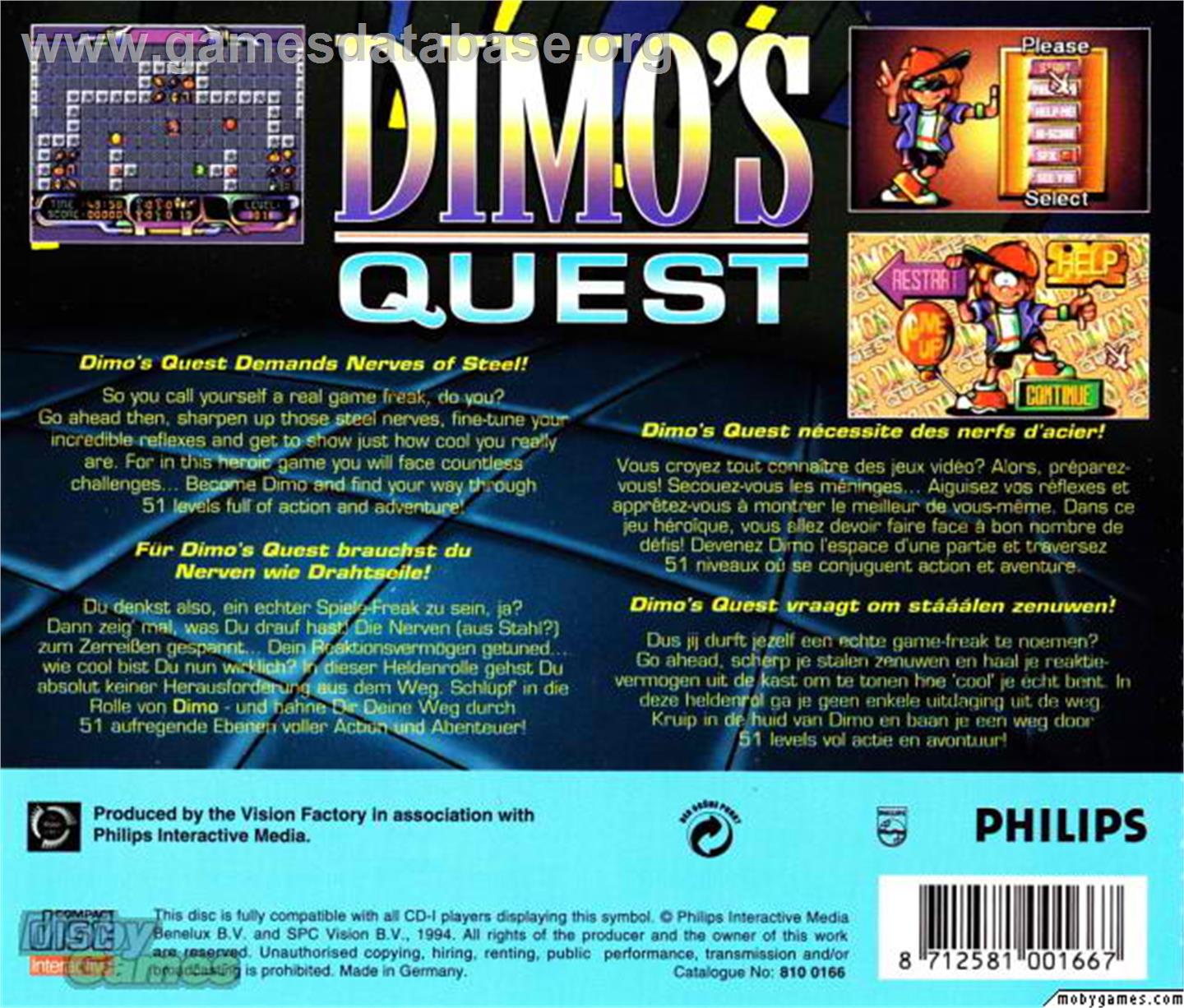 Dimo's Quest - Microsoft DOS - Artwork - Box Back